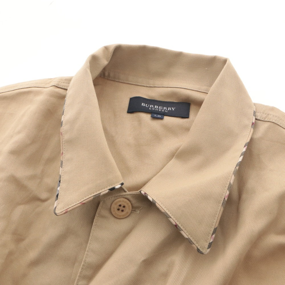 ■ BURBERRY LONDON バーバリー 紳士パジャマ セットアップ シャツジャケット 長袖 イージーパンツ ルームウェア メンズ LB ベージュ系