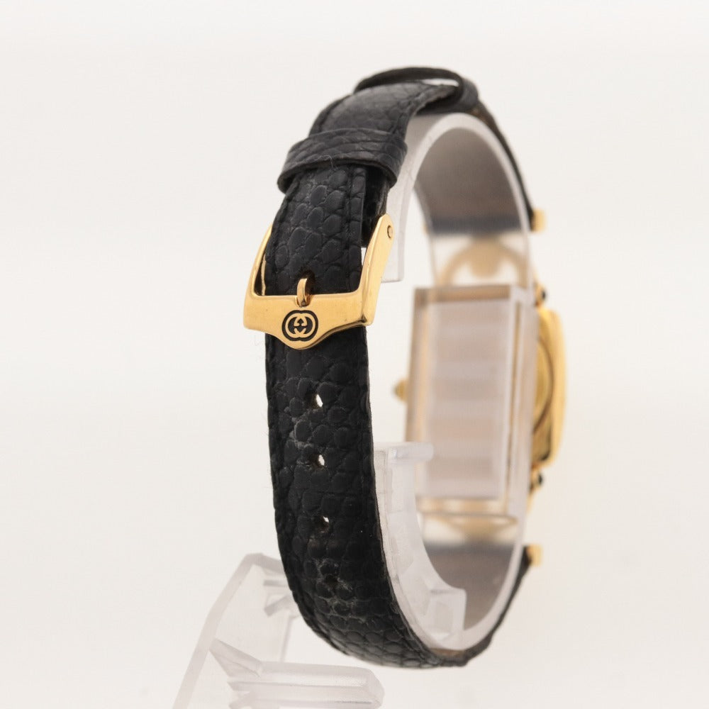 ■ GUCCI グッチ 腕時計 ホースビット 6300L 刻印 0062904 クオーツ スクエア ヴィンテージ レディース ゴールド ブラック 動作未確認