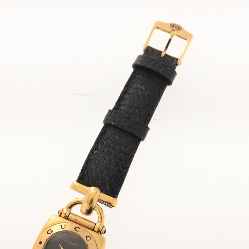 ■ GUCCI グッチ 腕時計 ホースビット 6300L 刻印 0062904 クオーツ スクエア ヴィンテージ レディース ゴールド ブラック 動作未確認