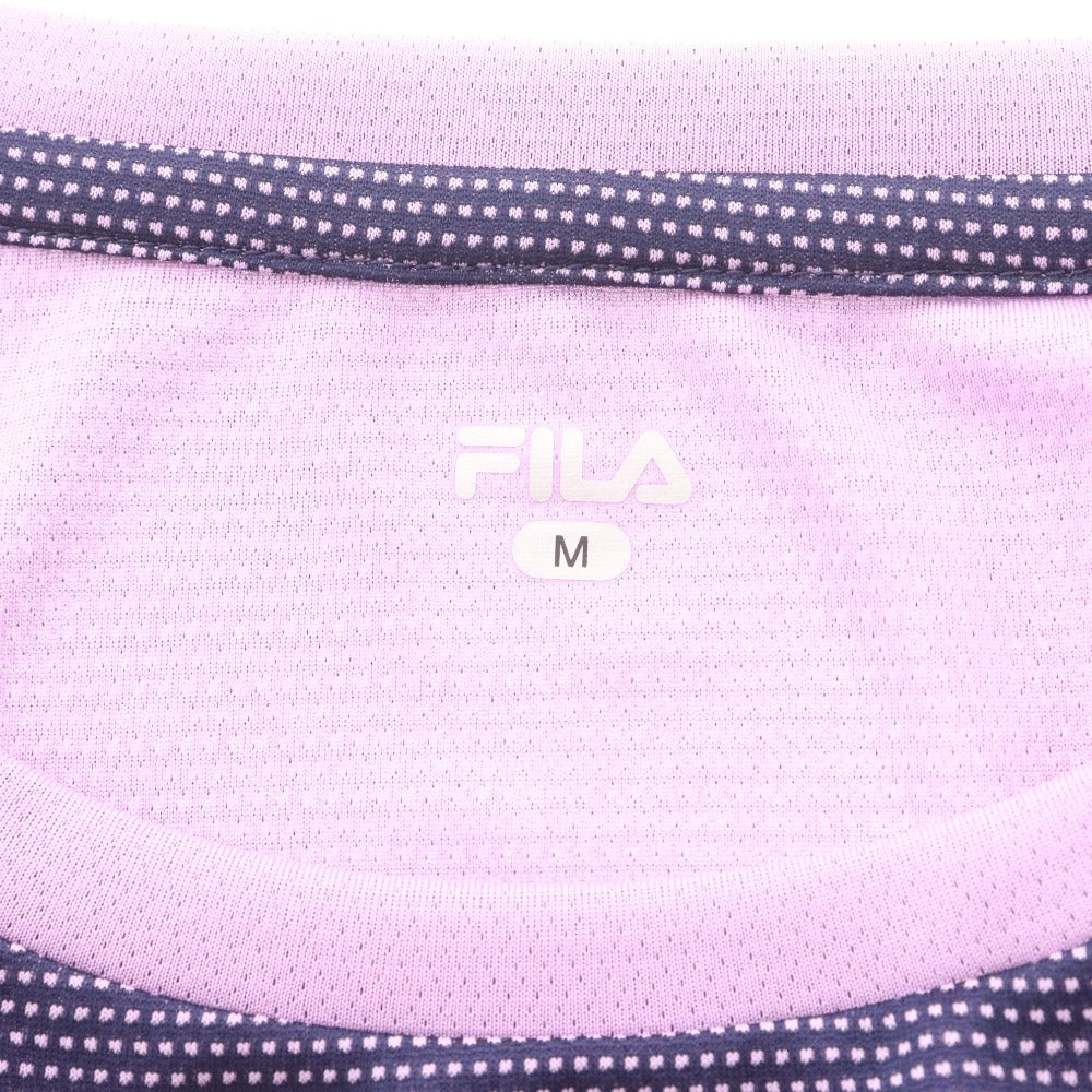 ■ FILA フィラ テニスウェア Tシャツ 半袖 トップス 総柄 ロゴ プリント ランニングウェア レディース M ライトパープル タグ付き 未使用