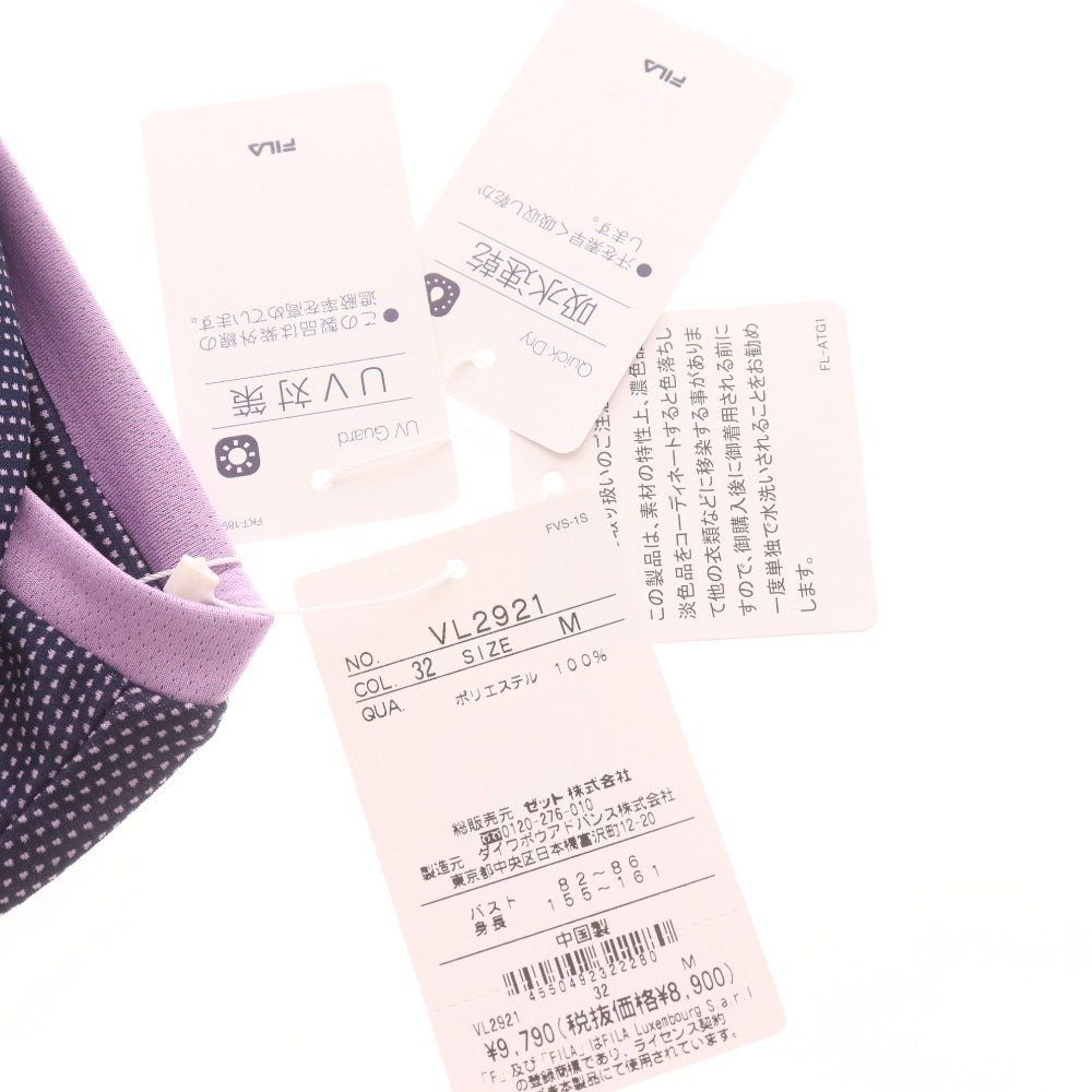 ■ FILA フィラ テニスウェア Tシャツ 半袖 トップス 総柄 ロゴ プリント ランニングウェア レディース M ライトパープル タグ付き 未使用