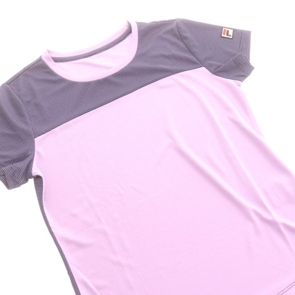 ■ FILA フィラ テニスウェア Tシャツ 半袖 トップス 総柄 ロゴ プリント ランニングウェア レディース M ライトパープル タグ付き 未使用