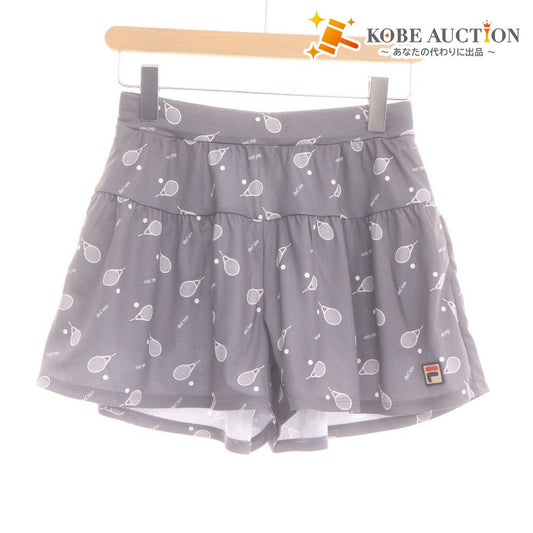 ■ FILA フィラ テニスウェア キャロットパンツ ボトムス ラケット柄 総柄 ロゴ プリント レディース M グレー タグ付き 未使用