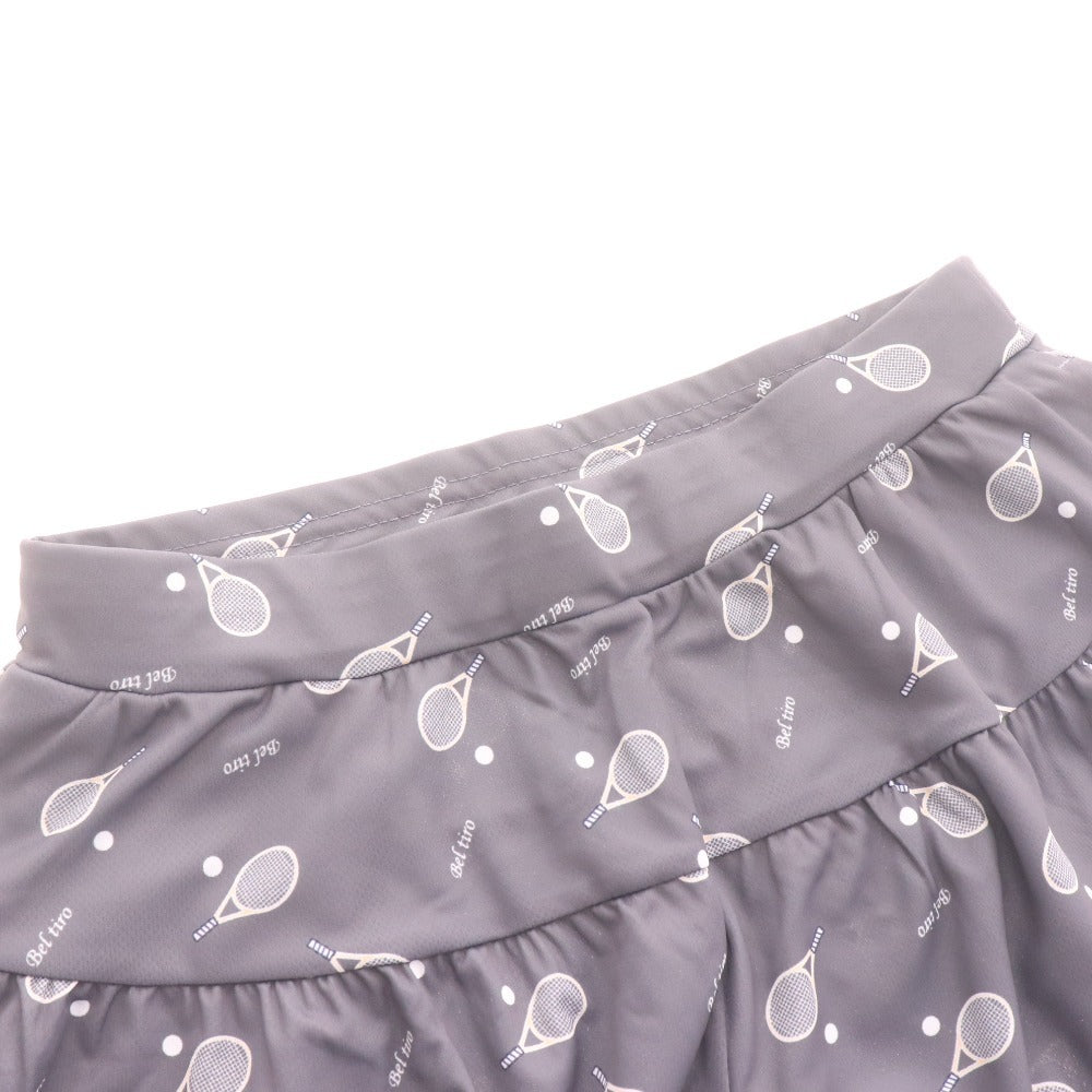 ■ FILA フィラ テニスウェア キャロットパンツ ボトムス ラケット柄 総柄 ロゴ プリント レディース M グレー タグ付き 未使用