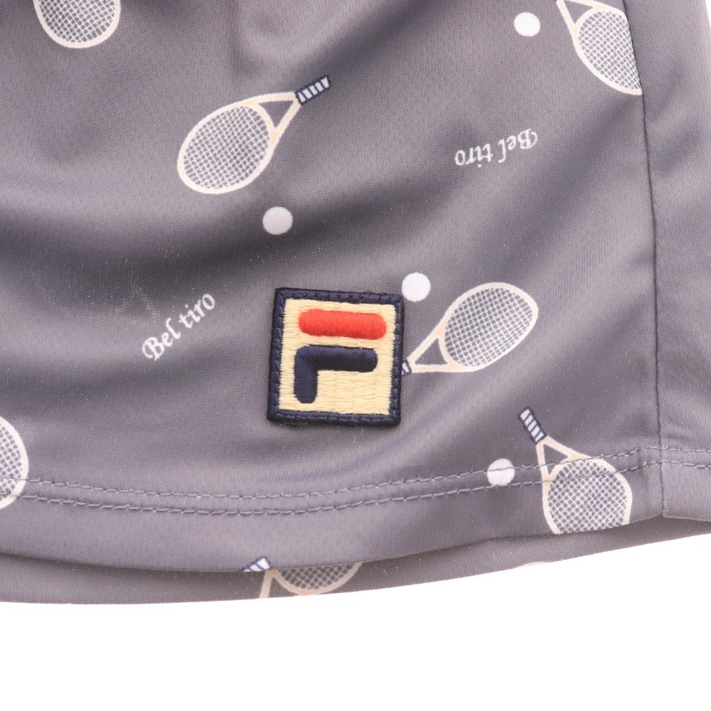 ■ FILA フィラ テニスウェア キャロットパンツ ボトムス ラケット柄 総柄 ロゴ プリント レディース M グレー タグ付き 未使用