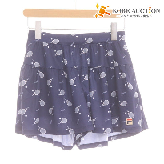 ■ FILA フィラ テニスウェア キャロットパンツ ボトムス ラケット柄 総柄 ロゴ プリント レディース M ネイビー タグ付き 未使用