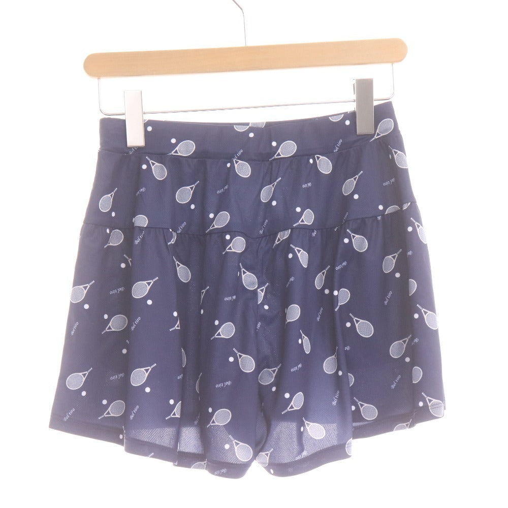 ■ FILA フィラ テニスウェア キャロットパンツ ボトムス ラケット柄 総柄 ロゴ プリント レディース M ネイビー タグ付き 未使用