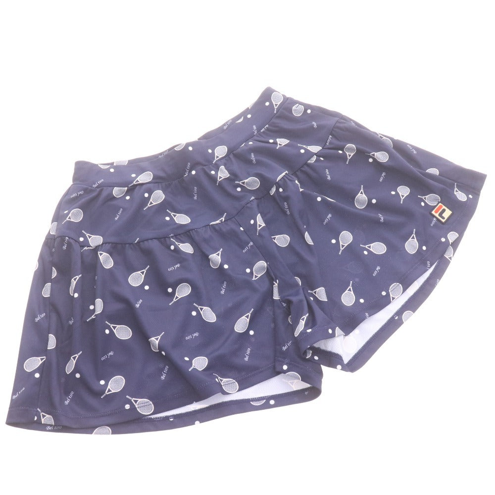 ■ FILA フィラ テニスウェア キャロットパンツ ボトムス ラケット柄 総柄 ロゴ プリント レディース M ネイビー タグ付き 未使用