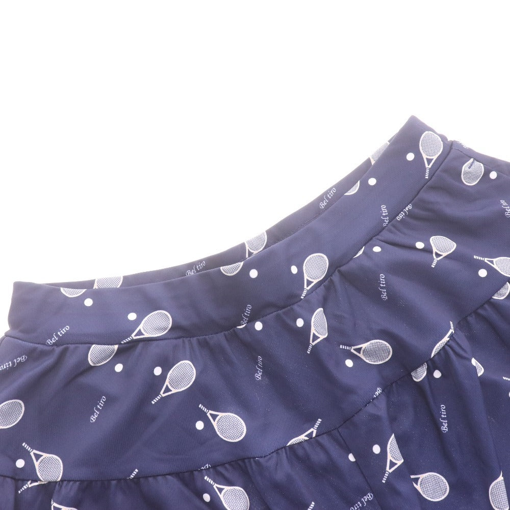 ■ FILA フィラ テニスウェア キャロットパンツ ボトムス ラケット柄 総柄 ロゴ プリント レディース M ネイビー タグ付き 未使用