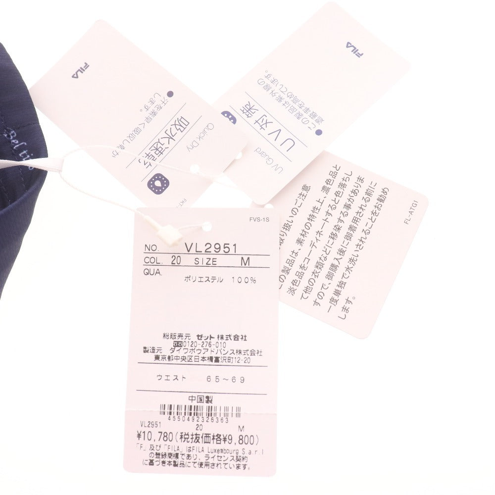 ■ FILA フィラ テニスウェア キャロットパンツ ボトムス ラケット柄 総柄 ロゴ プリント レディース M ネイビー タグ付き 未使用