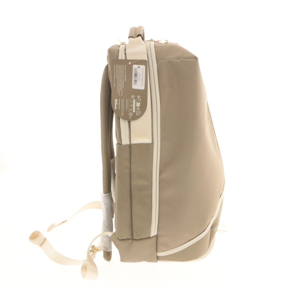 ■ Wilson ウィルソン テニスバッグ リュック RF 01 Hall Of Fame Tennis Backpack WRB0000601NS ファスナー ポケット 未使用 ベージュ系