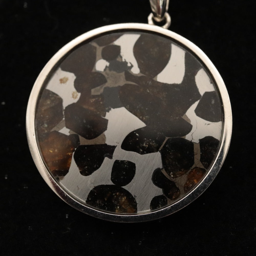 ■ HANDA Pallasite Meteorite Necklace Sericho Pendant PSSP-020-1145 25mm SV925 Stony-Iron Meteorite Olivine Rarity Power Stone with accessories
