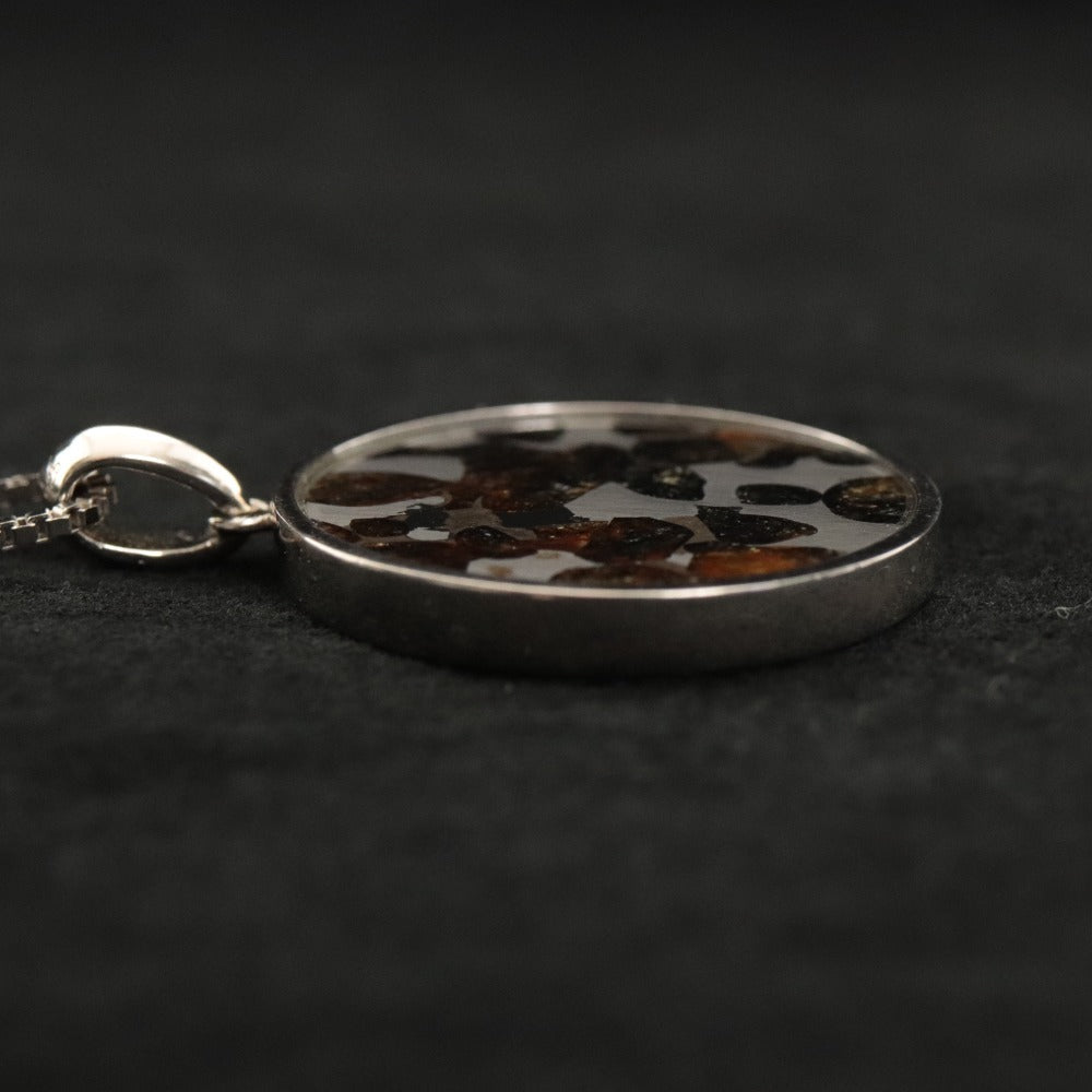 ■ HANDA Pallasite Meteorite Necklace Sericho Pendant PSSP-020-1145 25mm SV925 Stony-Iron Meteorite Olivine Rarity Power Stone with accessories