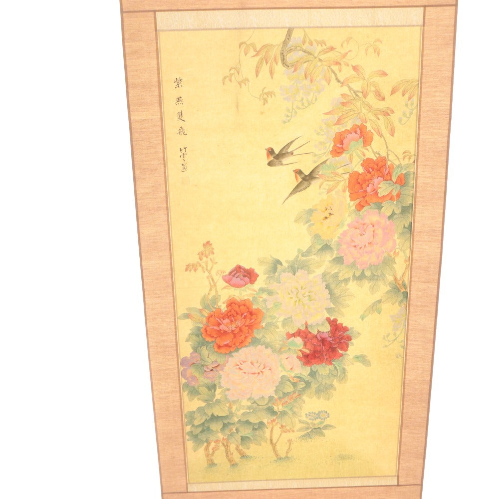 ■ Hanging scroll - Bamboo and Snow, Purple Swallows Flying - Fine Art Collection - Hanging Scroll with Case and Wooden Box