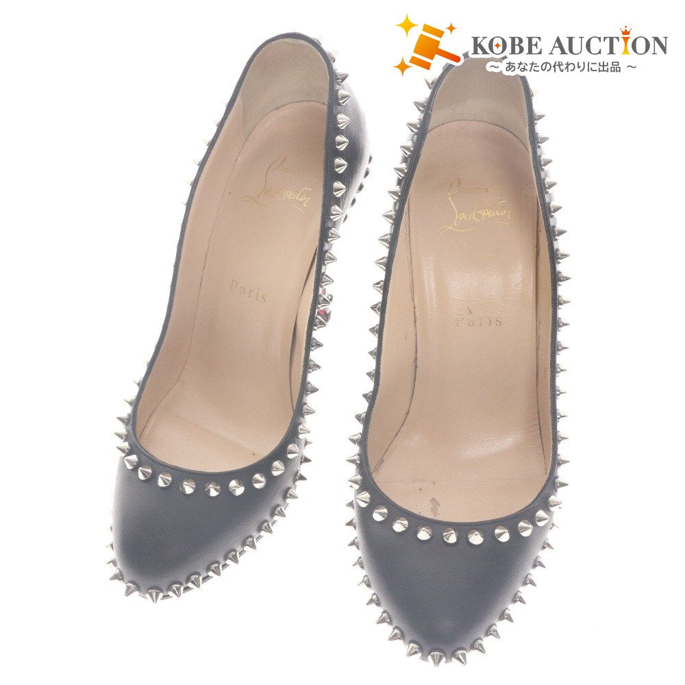 ■ クリスチャンルブタン Christian Louboutin パンプス 靴 スタッズ ハイヒール ポインテッドトゥ レディース 37 (24.0cm相当) ブラック
