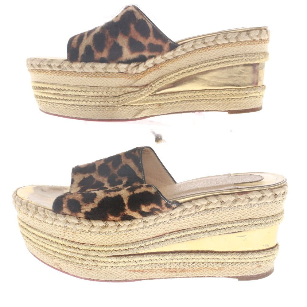 ■ クリスチャンルブタン Christian Louboutin サンダル 靴 ウェッジソール 厚底 レオパード レディース 37 (24.0cm相当) ブラウン