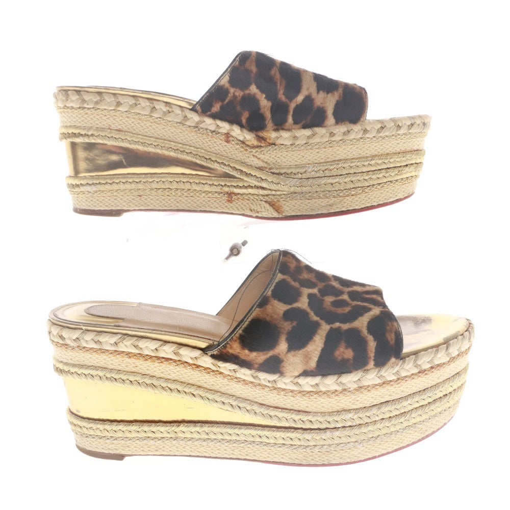 ■ クリスチャンルブタン Christian Louboutin サンダル 靴 ウェッジソール 厚底 レオパード レディース 37 (24.0cm相当) ブラウン
