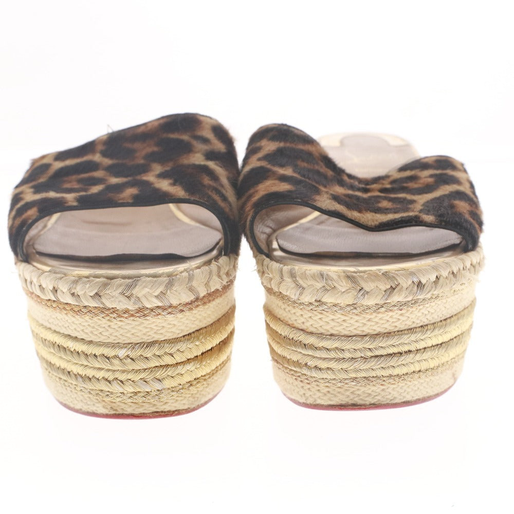 ■ クリスチャンルブタン Christian Louboutin サンダル 靴 ウェッジソール 厚底 レオパード レディース 37 (24.0cm相当) ブラウン