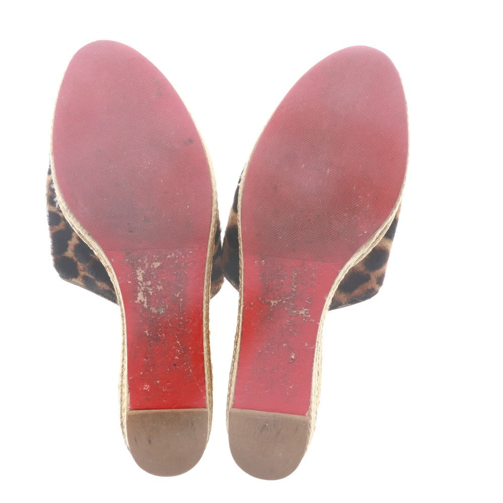 ■ クリスチャンルブタン Christian Louboutin サンダル 靴 ウェッジソール 厚底 レオパード レディース 37 (24.0cm相当) ブラウン