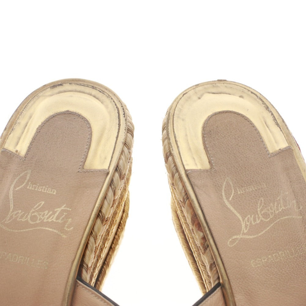 ■ クリスチャンルブタン Christian Louboutin サンダル 靴 ウェッジソール 厚底 レオパード レディース 37 (24.0cm相当) ブラウン