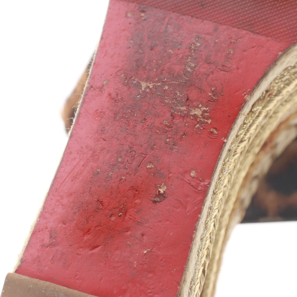 ■ クリスチャンルブタン Christian Louboutin サンダル 靴 ウェッジソール 厚底 レオパード レディース 37 (24.0cm相当) ブラウン