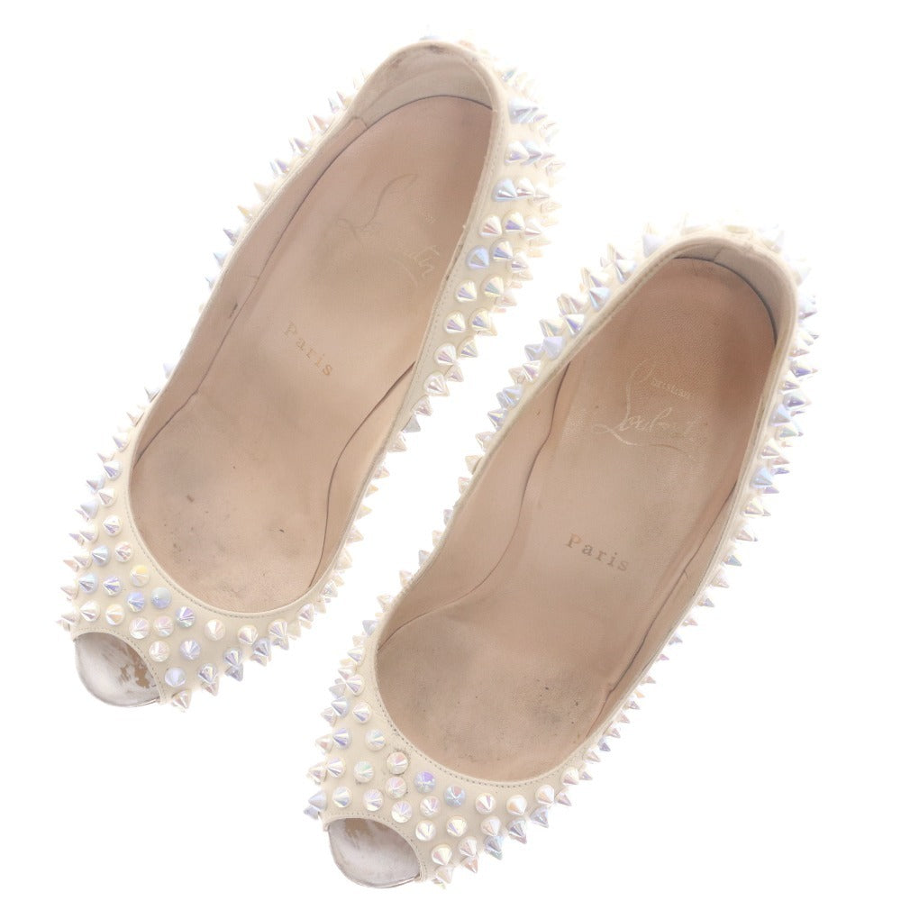 ■ クリスチャンルブタン Christian Louboutin サンダル 靴 オープントゥ ウェッジソール スタッズ レディース 23.5cm相当 ホワイト