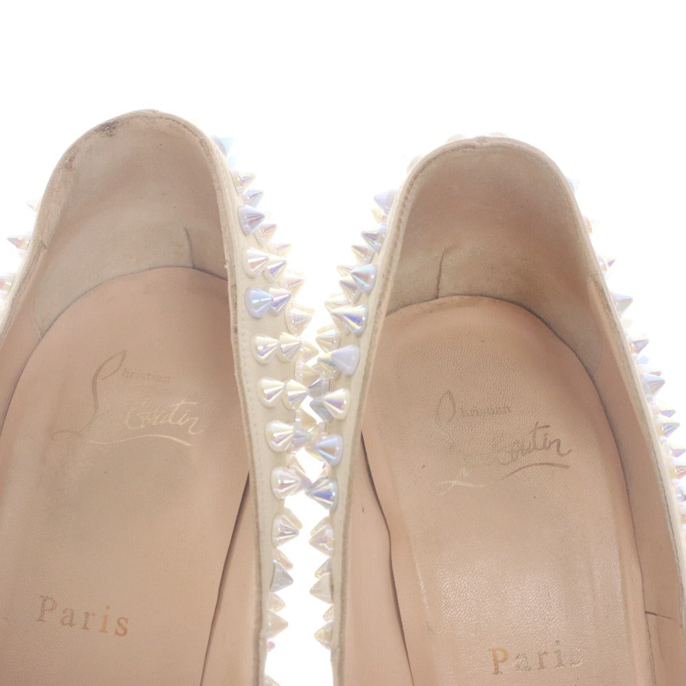 ■ クリスチャンルブタン Christian Louboutin サンダル 靴 オープントゥ ウェッジソール スタッズ レディース 23.5cm相当 ホワイト