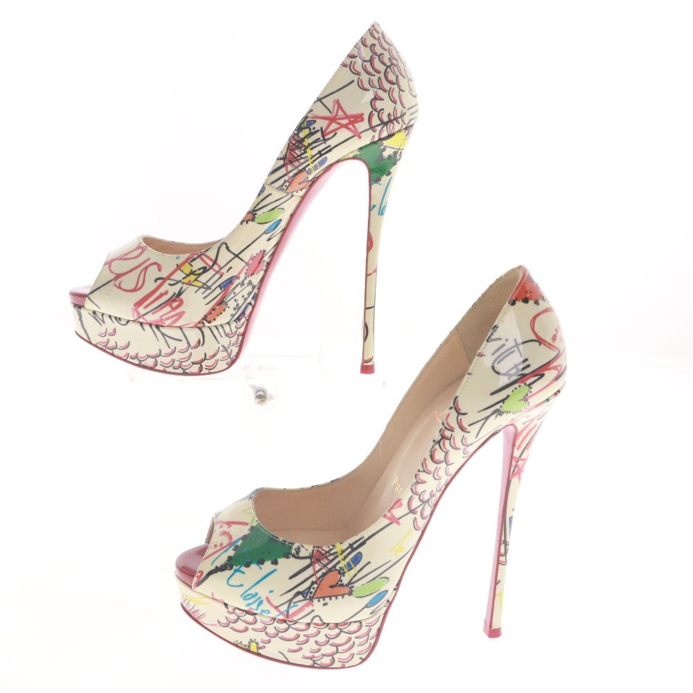 ■ クリスチャンルブタン Christian Louboutin パンプス 靴 ハイヒール オープントゥ 総柄 レディース 37 (24.0cm相当) マルチカラー