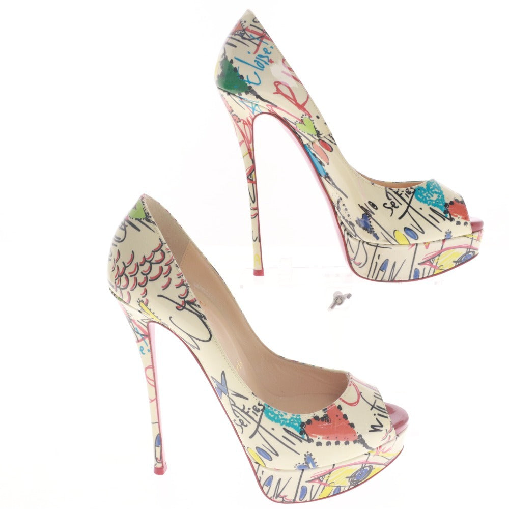 ■ クリスチャンルブタン Christian Louboutin パンプス 靴 ハイヒール オープントゥ 総柄 レディース 37 (24.0cm相当) マルチカラー