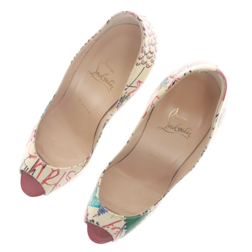 ■ クリスチャンルブタン Christian Louboutin パンプス 靴 ハイヒール オープントゥ 総柄 レディース 37 (24.0cm相当) マルチカラー
