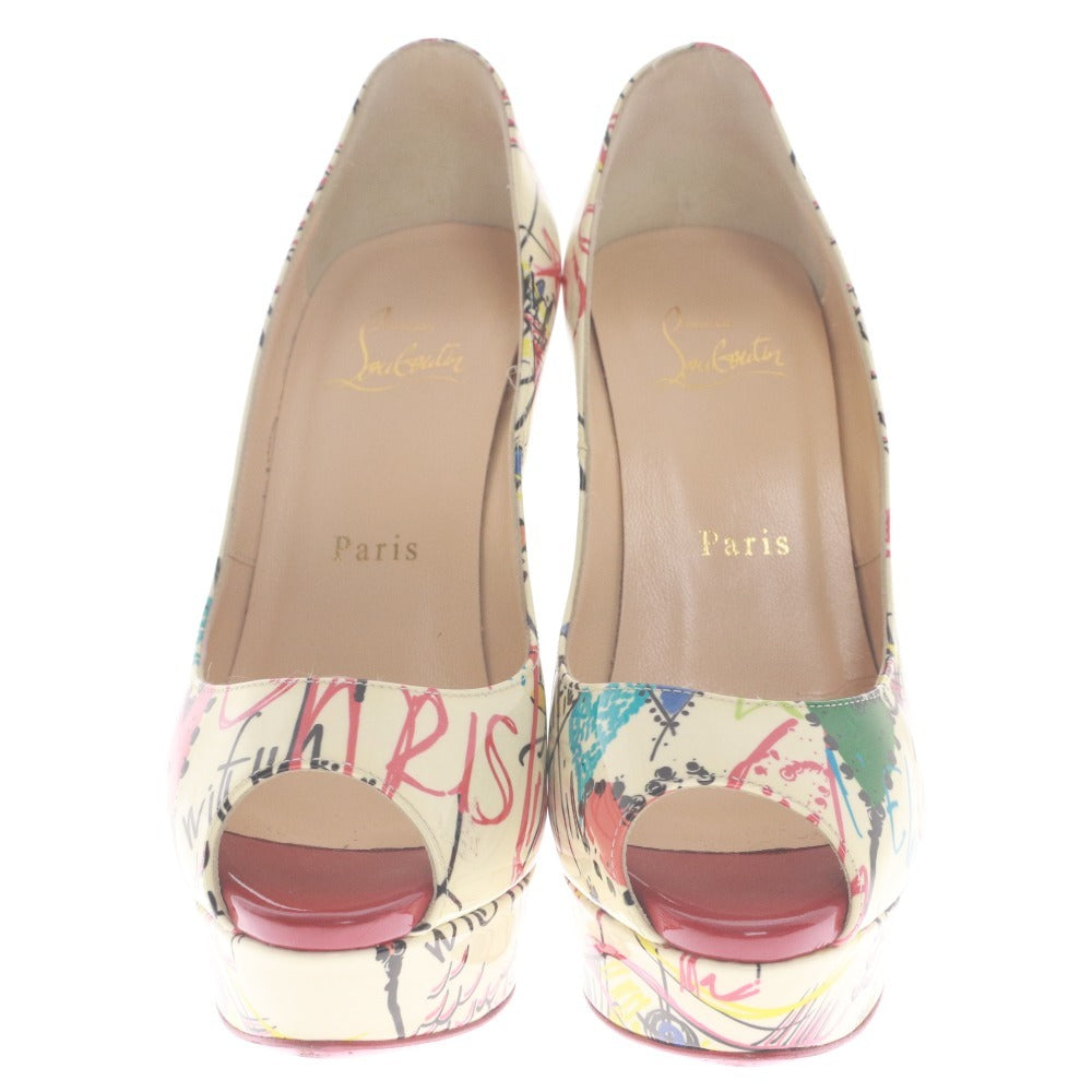 ■ クリスチャンルブタン Christian Louboutin パンプス 靴 ハイヒール オープントゥ 総柄 レディース 37 (24.0cm相当) マルチカラー