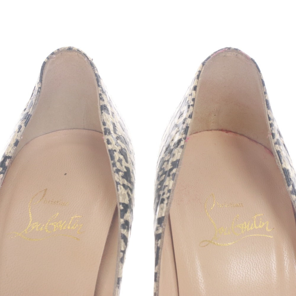 ■ クリスチャンルブタン Christian Louboutin パンプス 靴 総柄 ハイヒール オープントゥ レディース 37 (24.0cm相当) ブラック 袋付き