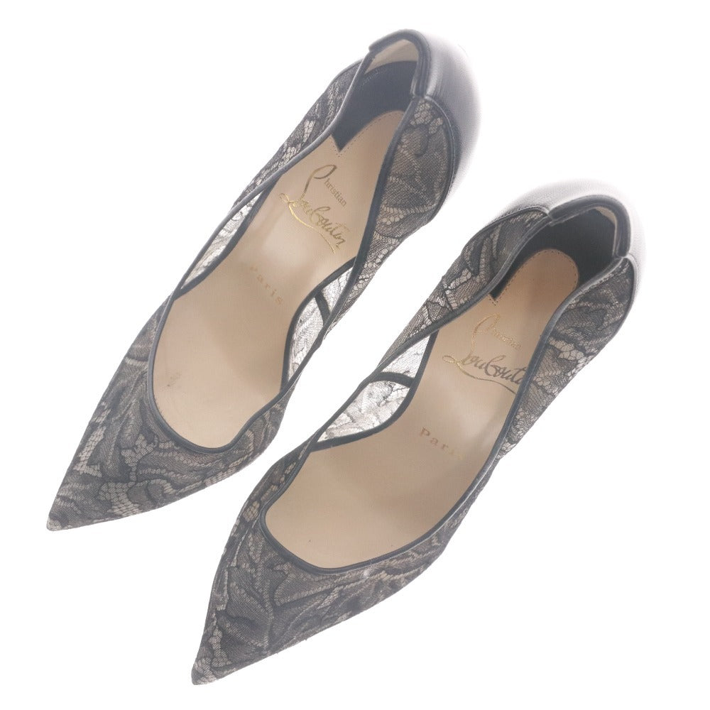 ■ クリスチャンルブタン Christian Louboutin パンプス 靴 レース ハイヒール ポインテッドトゥ レディース 38 (25.0cm相当) ブラック