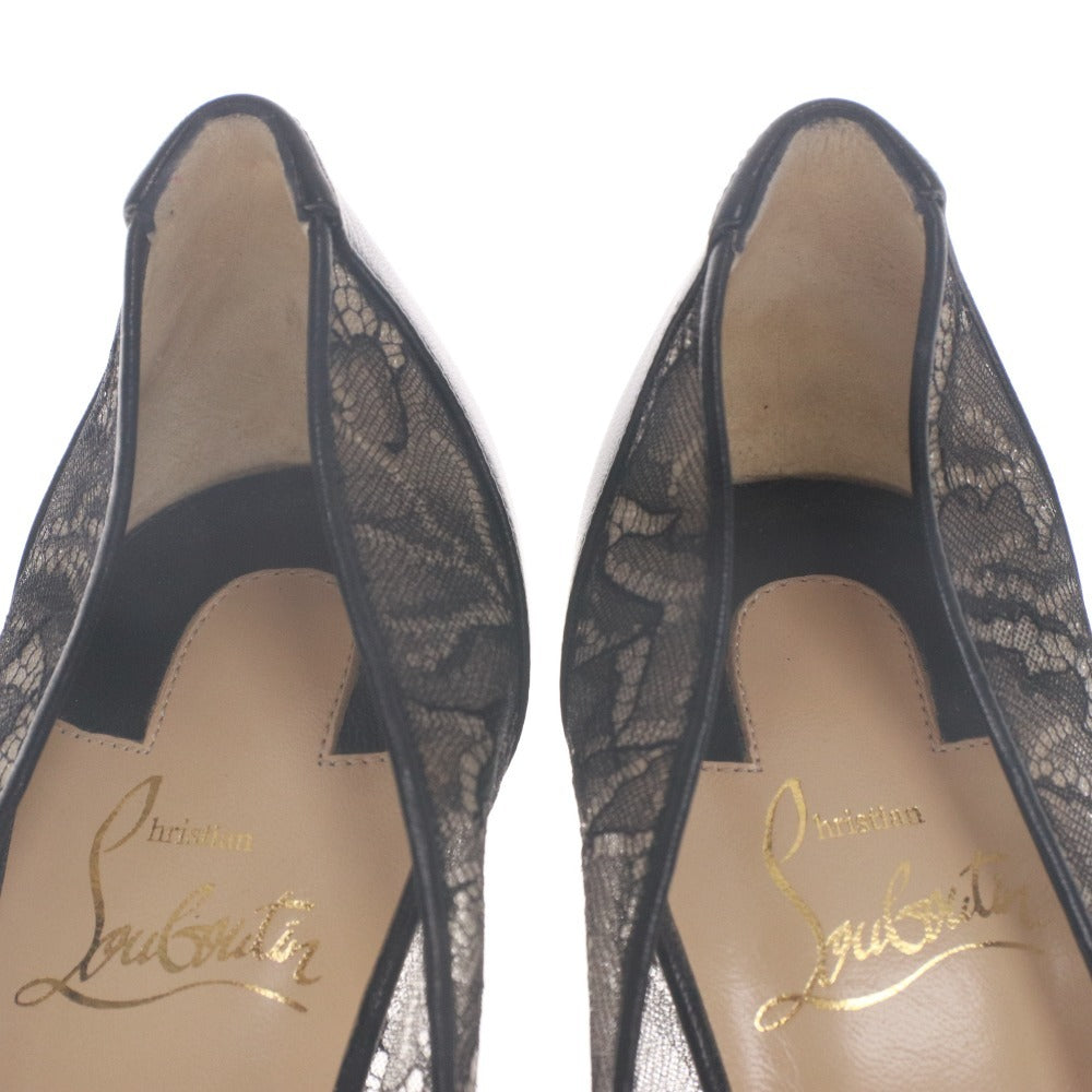 ■ クリスチャンルブタン Christian Louboutin パンプス 靴 レース ハイヒール ポインテッドトゥ レディース 38 (25.0cm相当) ブラック