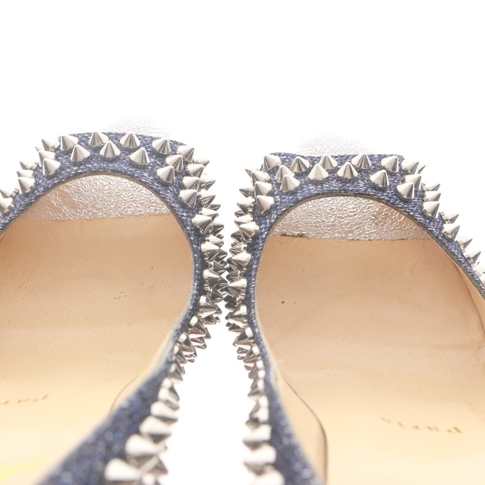 ■ クリスチャンルブタン Christian Louboutin パンプス サンダル 靴 スタッズ ヒール オープントゥ レディース 37 (24.0cm相当) ブルー