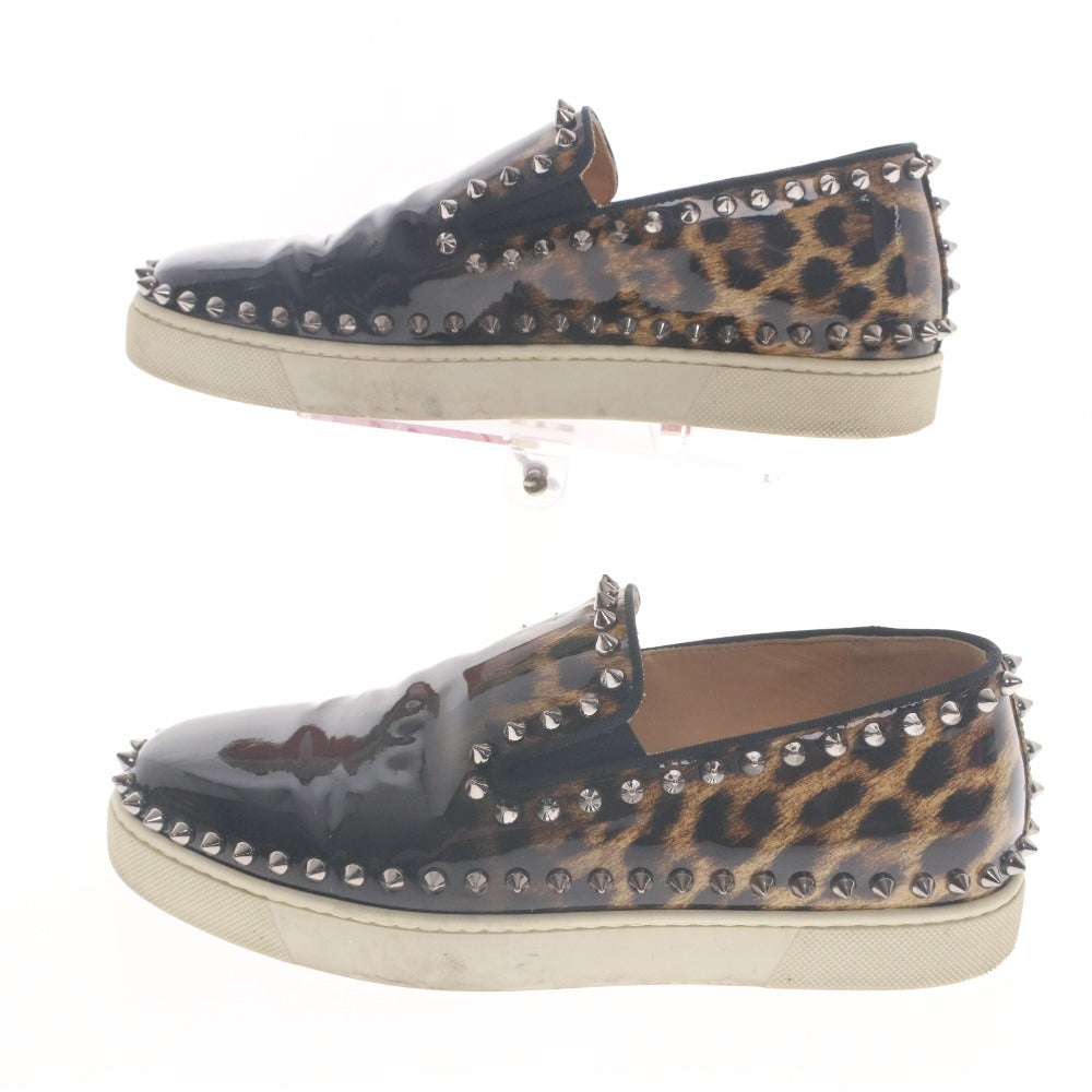 ■ クリスチャンルブタン Christian Louboutin スリッポン スニーカー 靴 スタッズ レオパード レディース 37 (24.0cm相当) ブラック