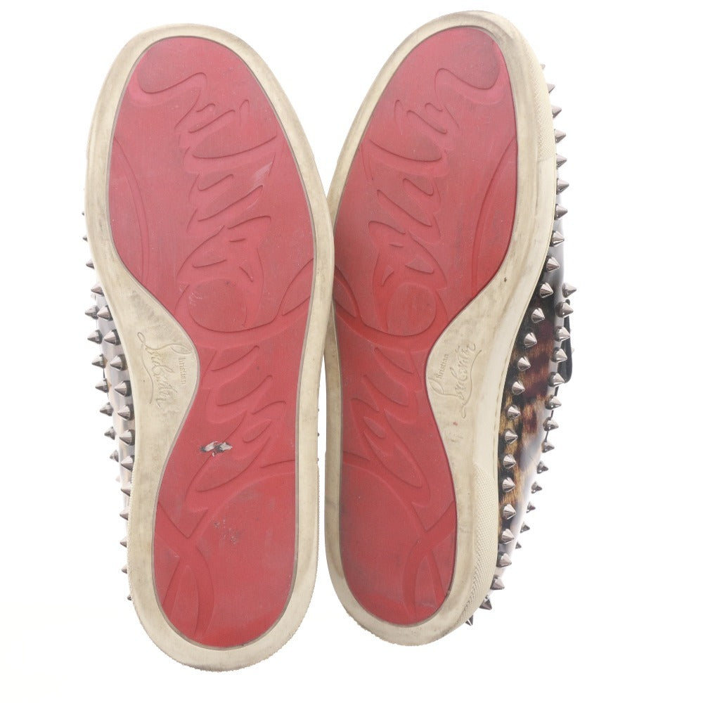 ■ クリスチャンルブタン Christian Louboutin スリッポン スニーカー 靴 スタッズ レオパード レディース 37 (24.0cm相当) ブラック