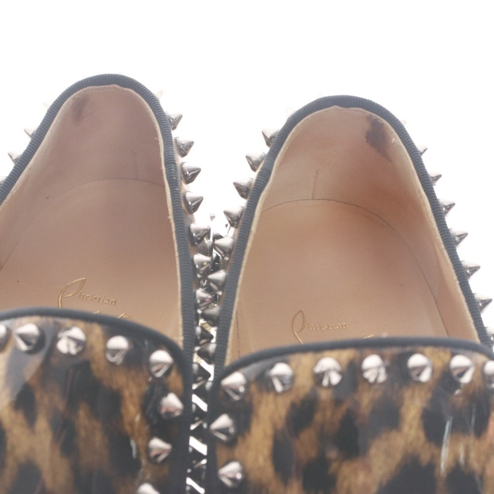 ■ クリスチャンルブタン Christian Louboutin スリッポン スニーカー 靴 スタッズ レオパード レディース 37 (24.0cm相当) ブラック