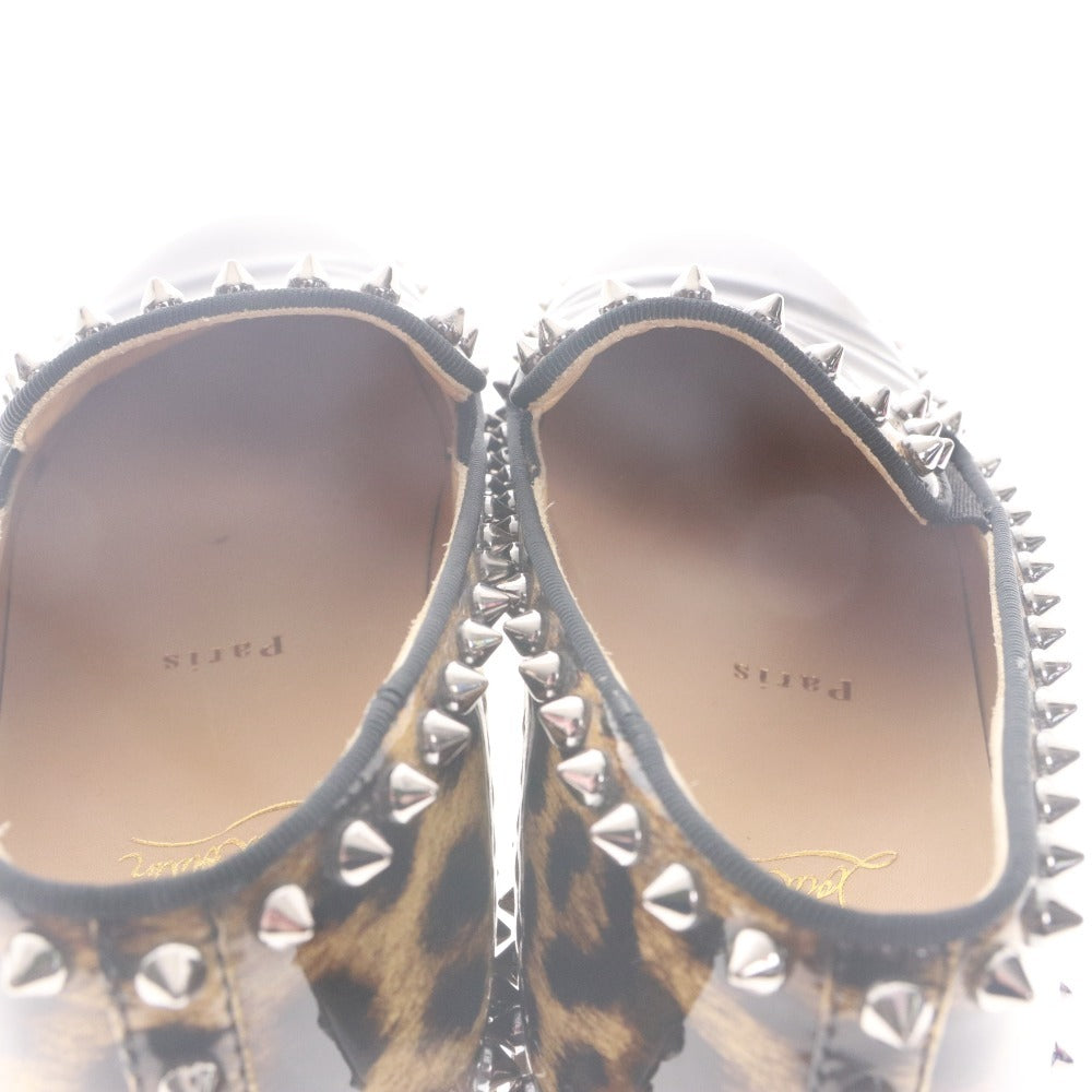 ■ クリスチャンルブタン Christian Louboutin スリッポン スニーカー 靴 スタッズ レオパード レディース 37 (24.0cm相当) ブラック