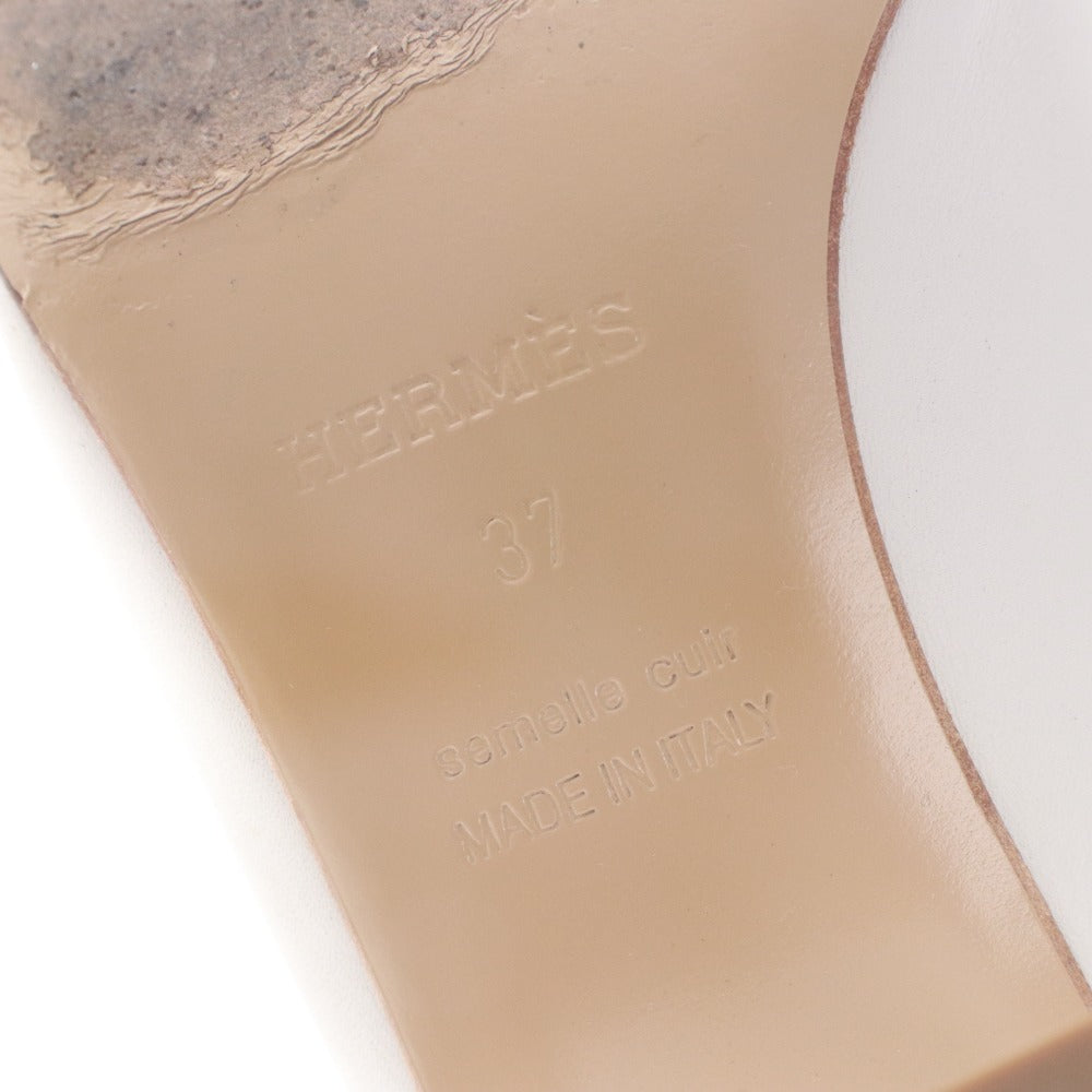 ■ Hermes エルメス サンダル ミュール シューズ BL211057Z 靴 無地 イタリア製 レディース 37 (23.5cm相当) ホワイト 袋付き