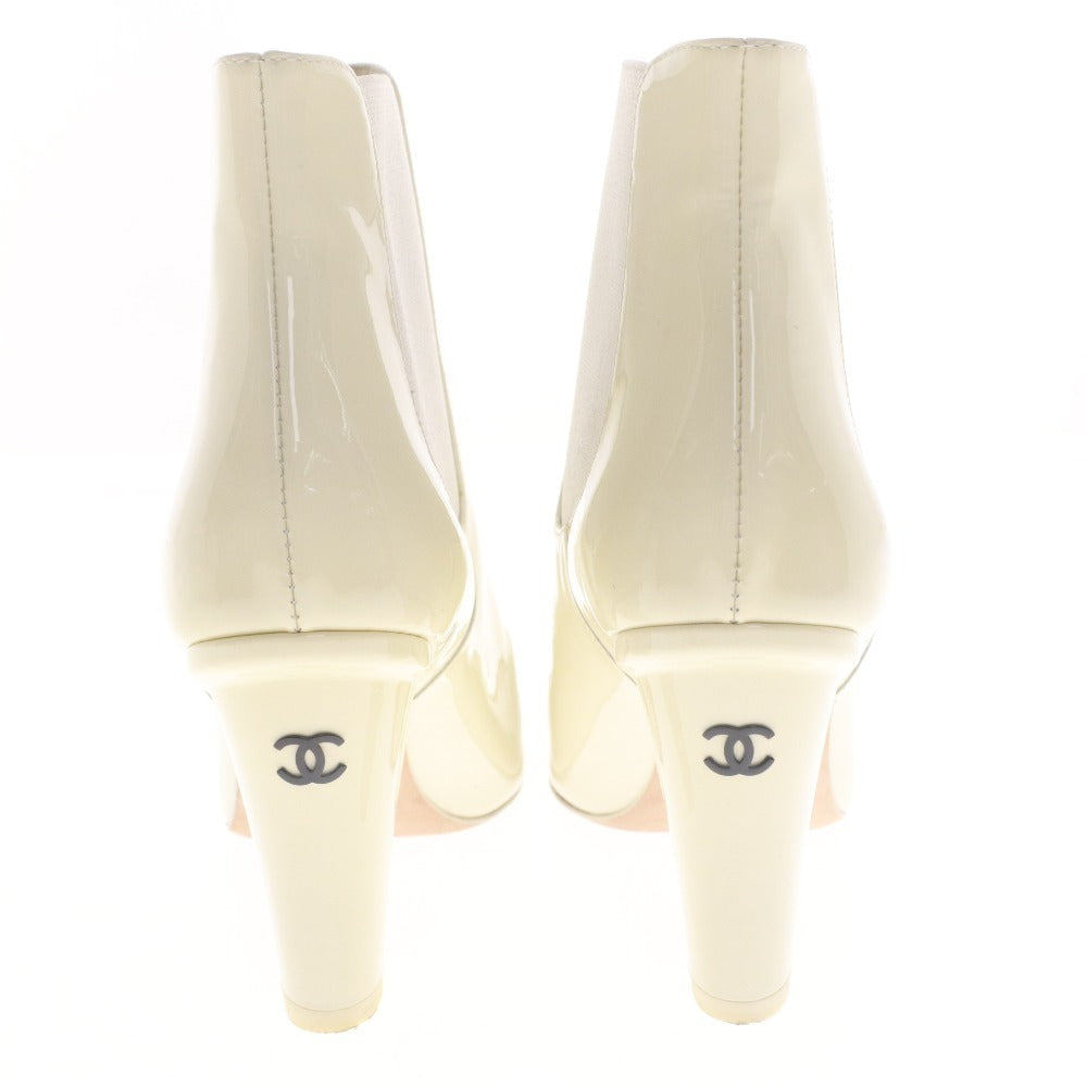 ■ CHANEL シャネル ショート ブーツ シューズ 靴 無地 ココマーク レディース 37C (23.5cm~24.0cm相当) アイボリー系 袋付き