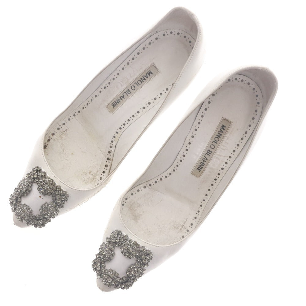 ■ MANOLO BLAHNIK マノロブラニク ヒール パンプス シューズ 靴 シルバー装飾 レディース 36 1/2 (23.0cm~23.5cm相当) ホワイト