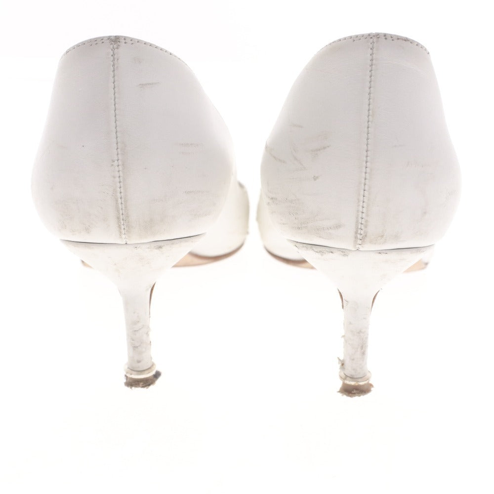 ■ MANOLO BLAHNIK マノロブラニク ヒール パンプス シューズ 靴 シルバー装飾 レディース 36 1/2 (23.0cm~23.5cm相当) ホワイト