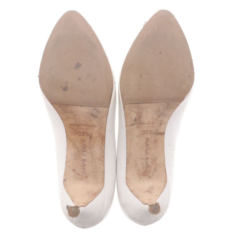 ■ MANOLO BLAHNIK マノロブラニク ヒール パンプス シューズ 靴 シルバー装飾 レディース 36 1/2 (23.0cm~23.5cm相当) ホワイト