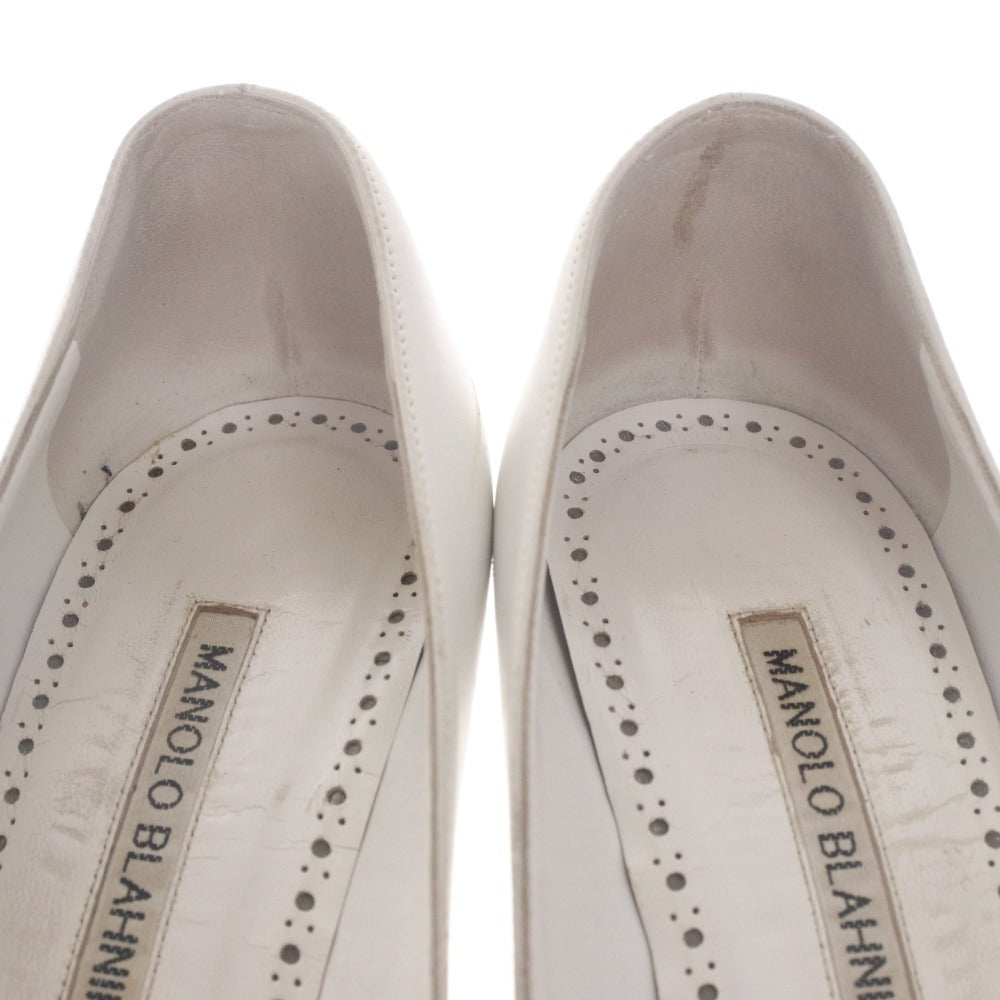 ■ MANOLO BLAHNIK マノロブラニク ヒール パンプス シューズ 靴 シルバー装飾 レディース 36 1/2 (23.0cm~23.5cm相当) ホワイト