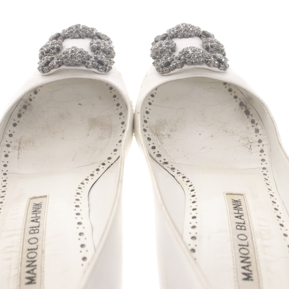 ■ MANOLO BLAHNIK マノロブラニク ヒール パンプス シューズ 靴 シルバー装飾 レディース 36 1/2 (23.0cm~23.5cm相当) ホワイト