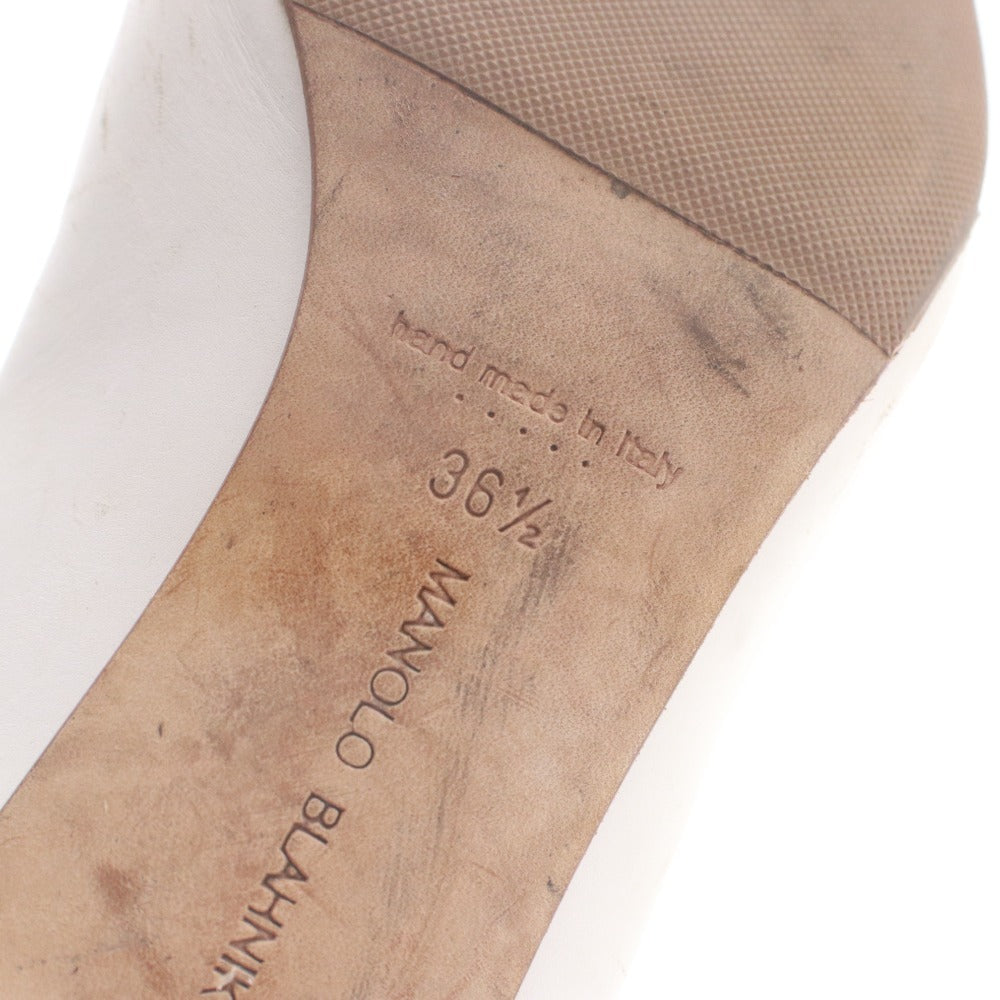 ■ MANOLO BLAHNIK マノロブラニク ヒール パンプス シューズ 靴 シルバー装飾 レディース 36 1/2 (23.0cm~23.5cm相当) ホワイト