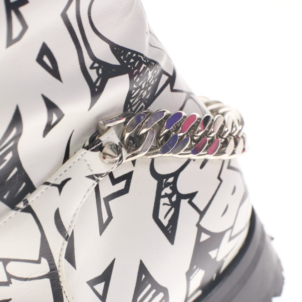 ■ Christian Louboutin クリスチャンルブタン ロング ブーツ シューズ 靴 総柄 メンズ レディース 37 (23.5cm相当) ホワイト ブラック