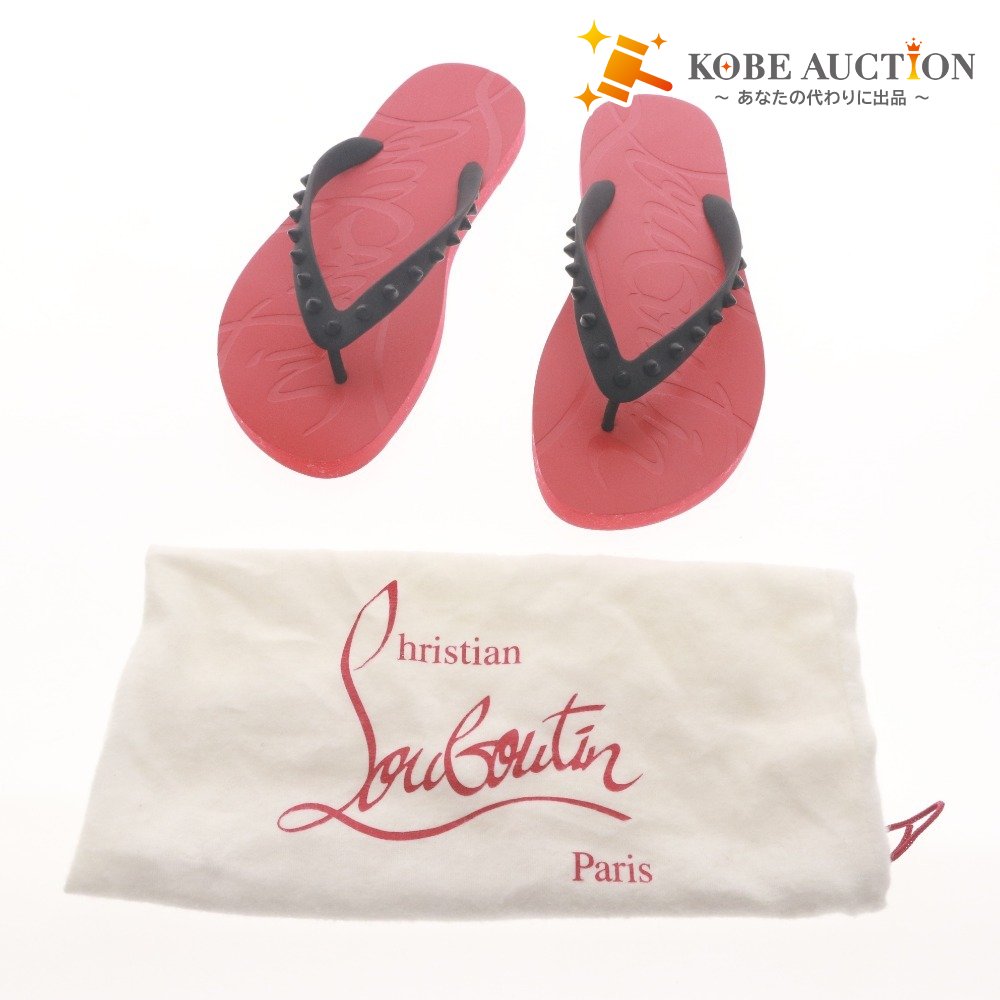 ■ Christian Louboutin クリスチャンルブタン ビーチ サンダル 靴 イタリア製 メンズ レディース 37 (23.5cm相当) レッド