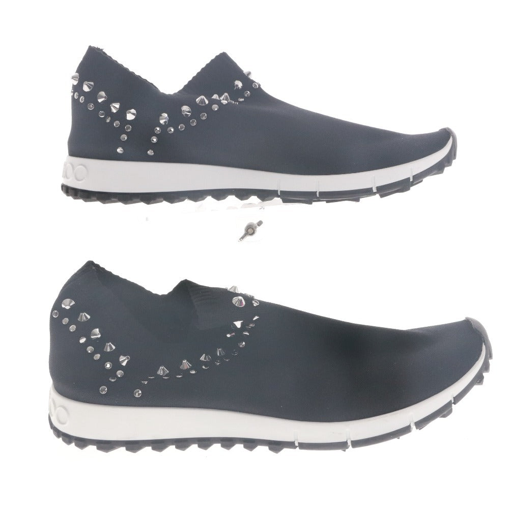 ■ JIMMY CHOO ジミーチュウ スリッポン シューズ 靴 シルバースタッズ イタリア製 レディース 40 (25.0cm~25.5cm相当) ブラック